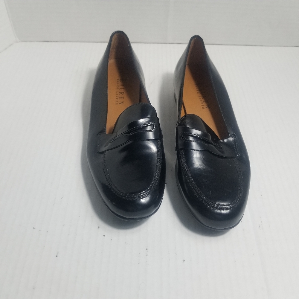 LAUREN RALPH LAUREN WOMEN'S BLACK LEATHER LOAFERS SIZE 6B - Picture 4 of 12